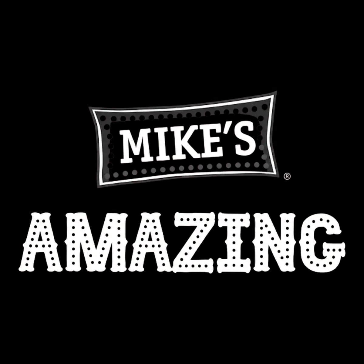 Graphic logo that reads "Mike's Amazing" in BW